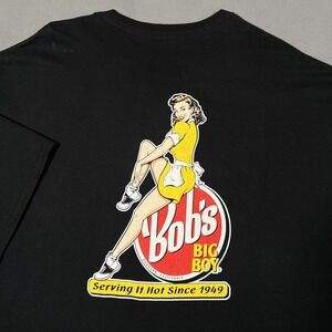 Bob's Big Boy Waitress Pin Up Girl T-Shirt Men's 5XL Double Sided Black